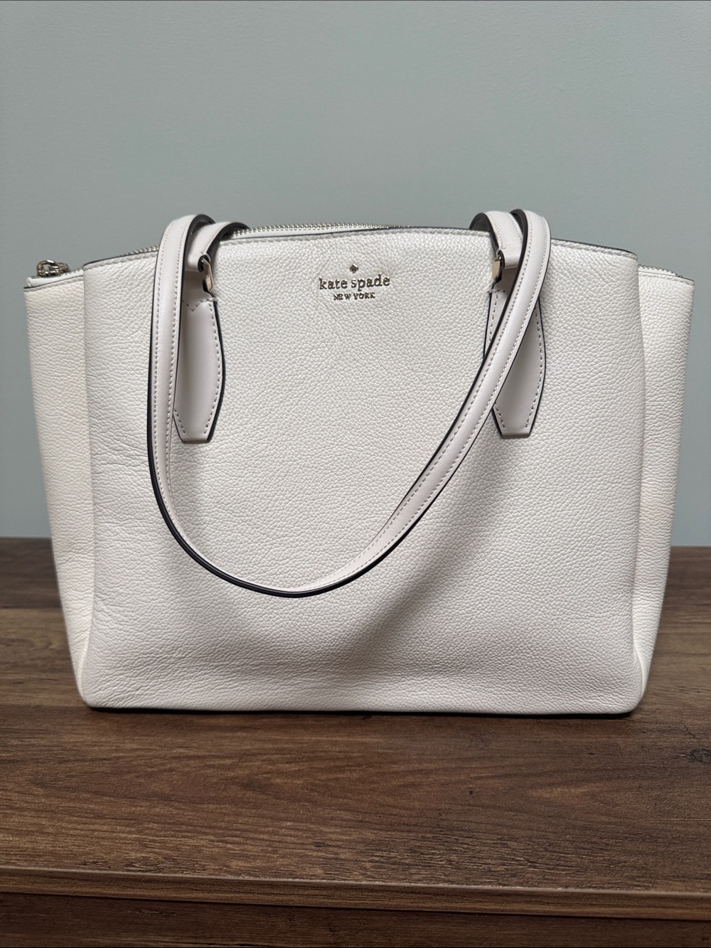 kate spade New York White Pebbled Leather Tote